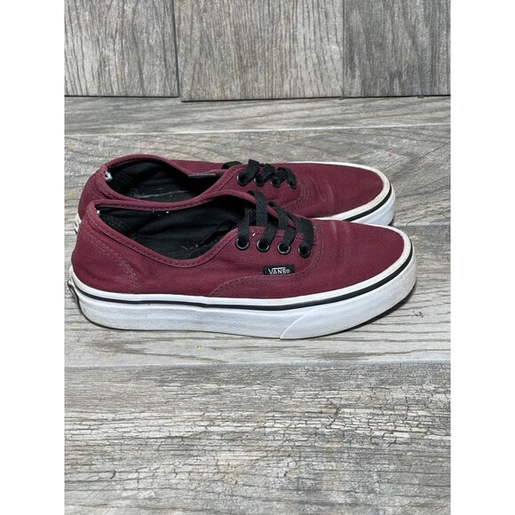 Vans Authentic Low Top Lace Up Red Skater Shoes Women's Size 5.5 - Picture 7 of 11